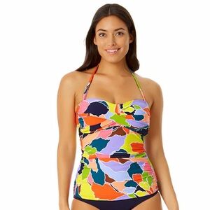 Anne Cole Twist Front Multi-Color Bandeau Tankini Top